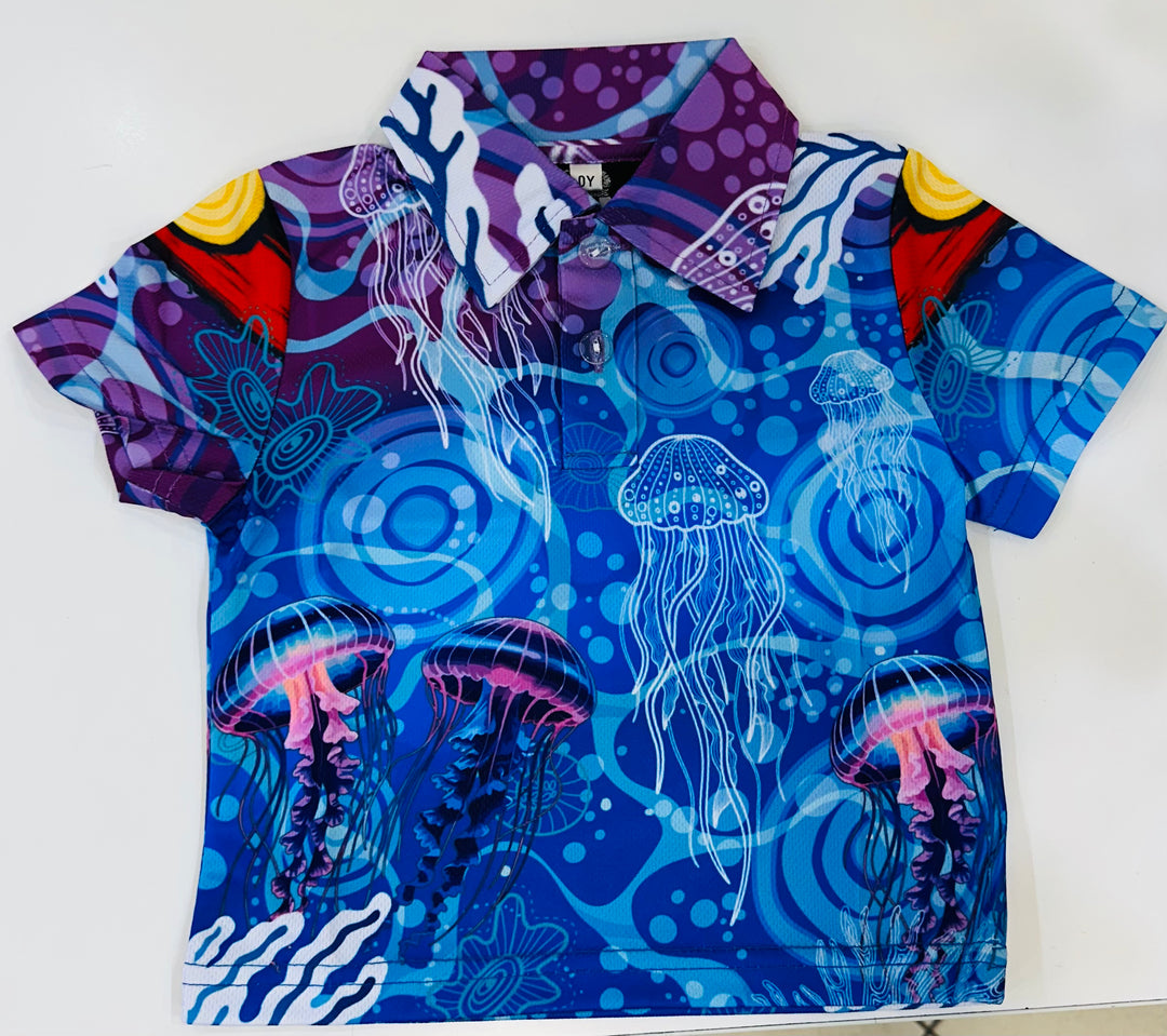 Neon Tides Kids Polo