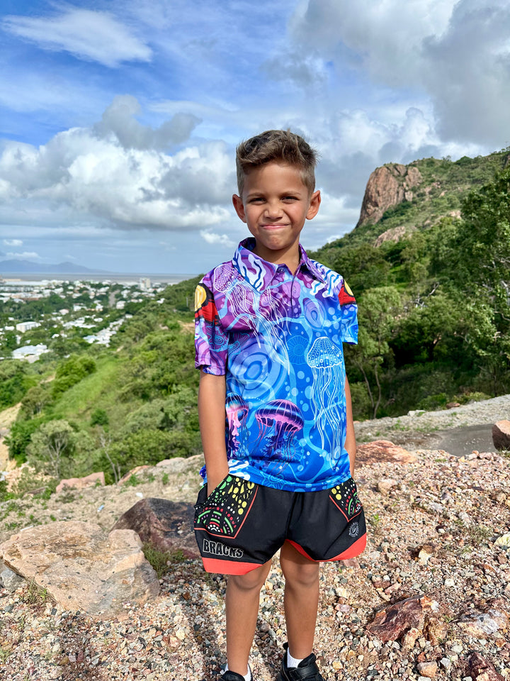 Neon Tides Kids Polo