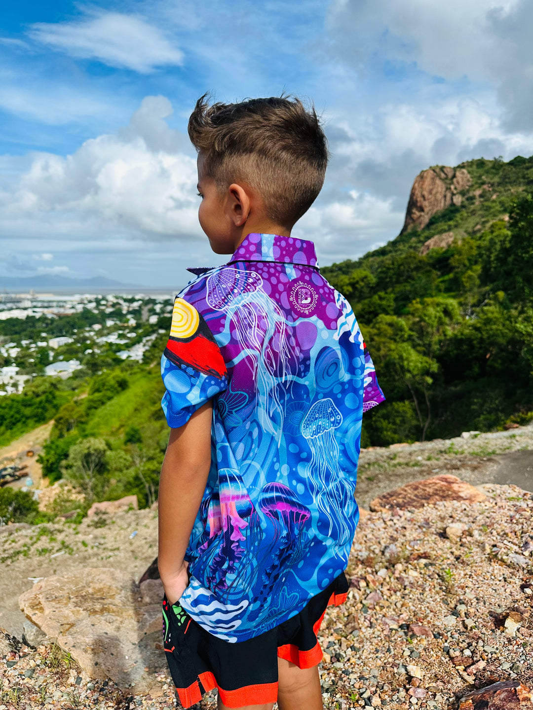 Neon Tides Kids Polo